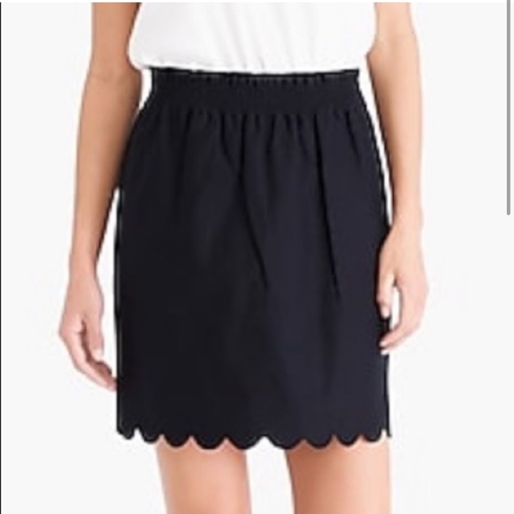 J by J Crew Scalloped Sidewalk Black Linen Blend Skirt - 8
